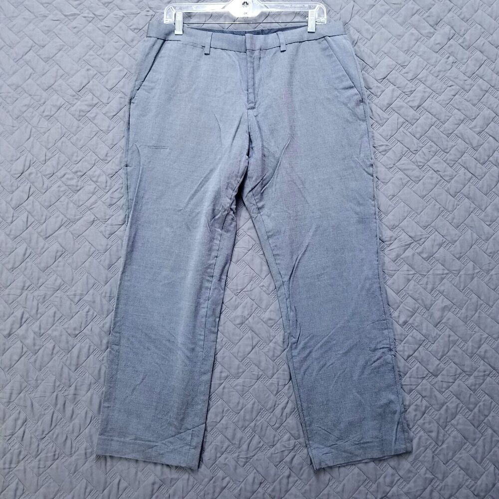 Express Dress Pants Mens 32x30 Gray Stretch Slim Flat Front Straight Dark Wash